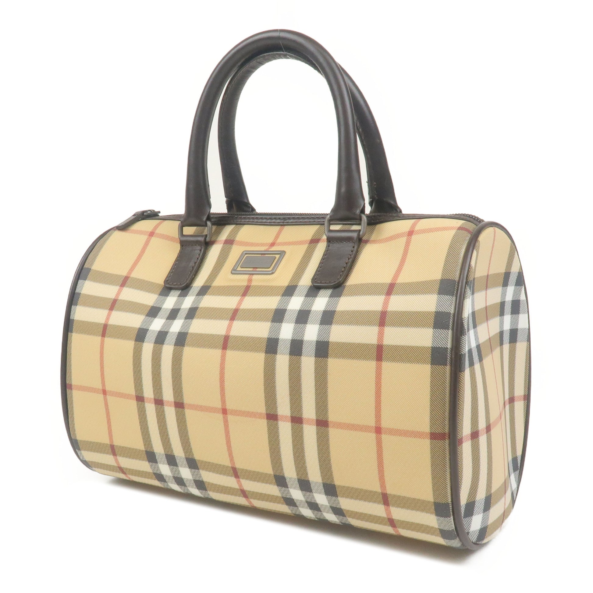 BURBERRY-Nova-Plaid-PVC-Leather-Boston-Bag-Hand-Bag-Beige-Brown –  dct-ep_vintage luxury Store