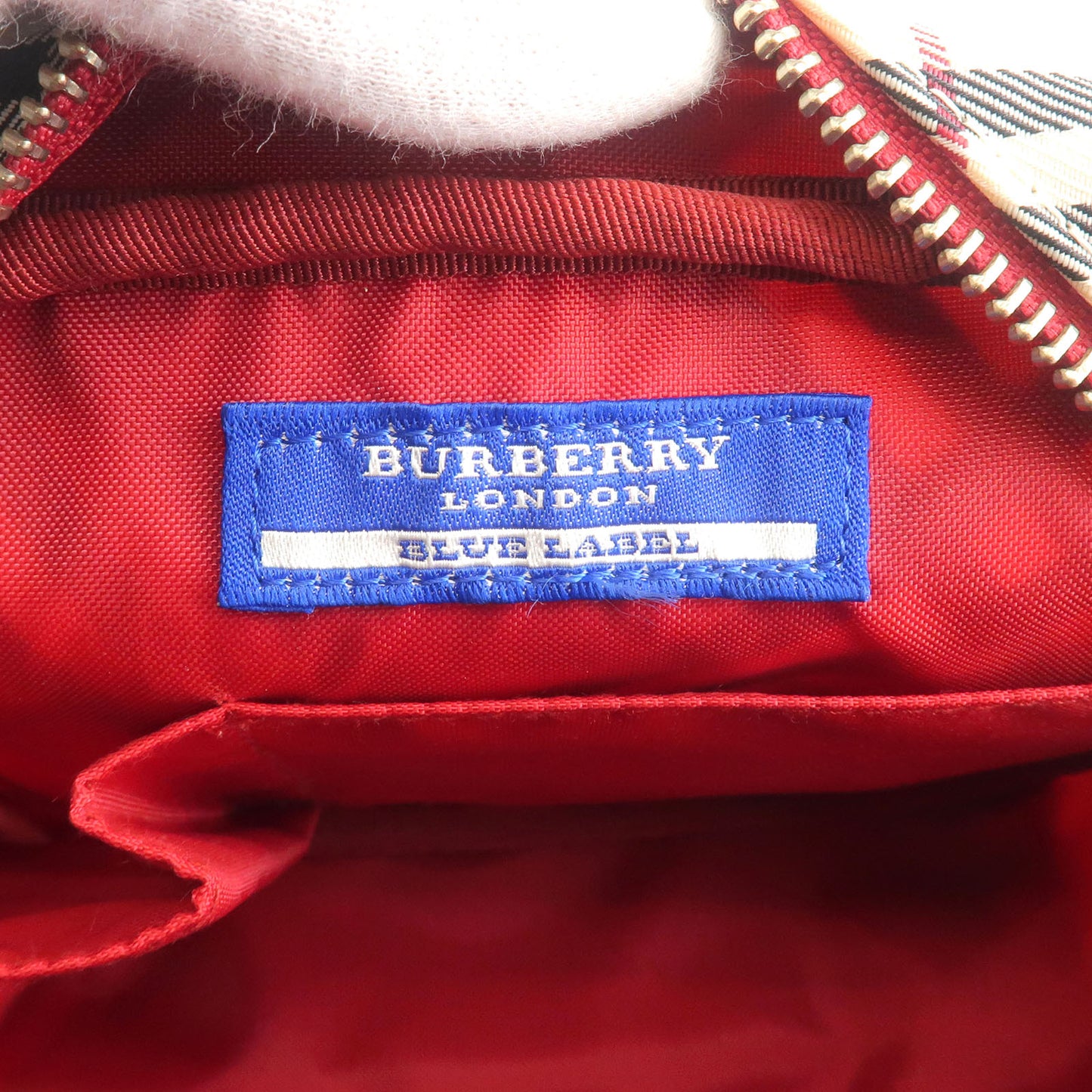 BURBERRY Blue Label Nova Plaid Nylon Canvas Leather Shoulder Bag