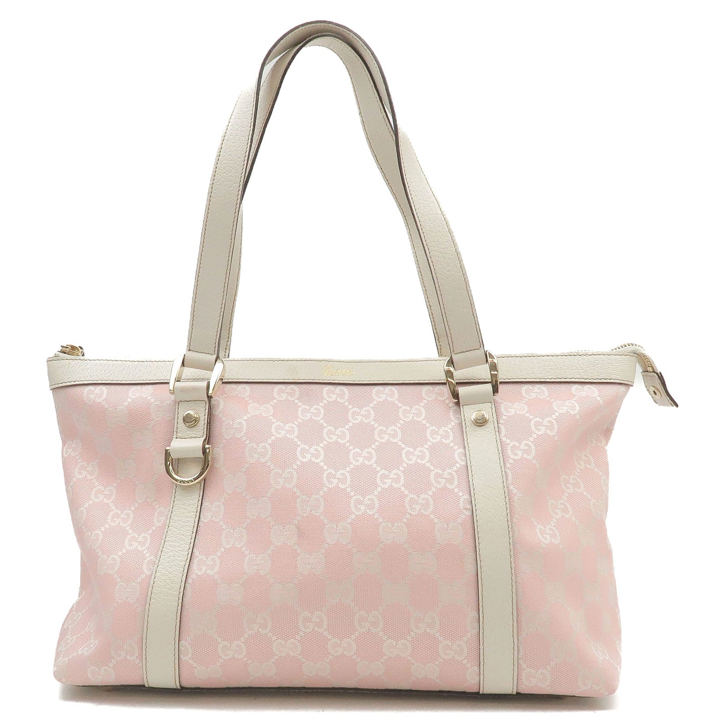 GUCCI-GG-Canvas-Leather-Tote-Bag-Pink-White-141470