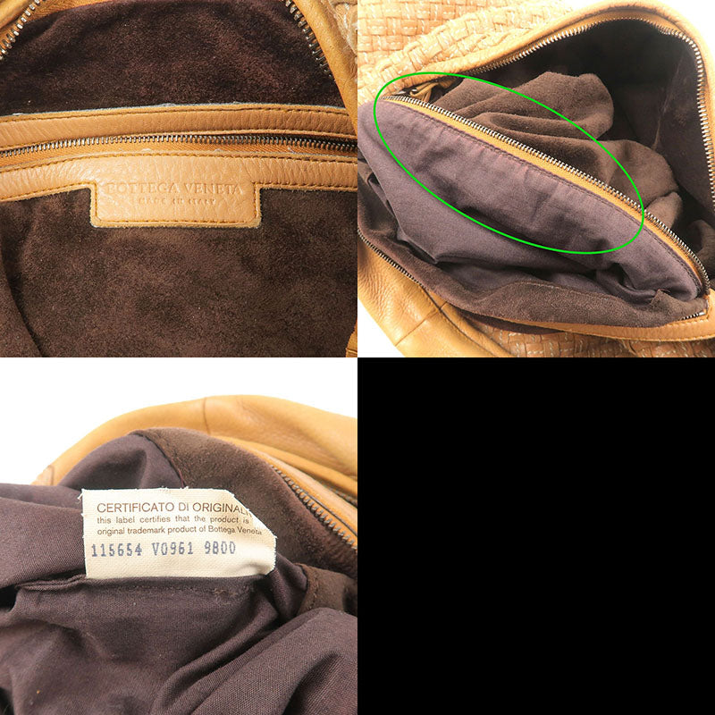 BOTTEGA VENETA Intrecciato Leather Shoulder Bag Light Brown 115654