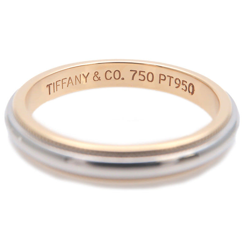 Tiffany&Co. Milgrain Band Ring Yellow Gold Platinum US8.5 EU58