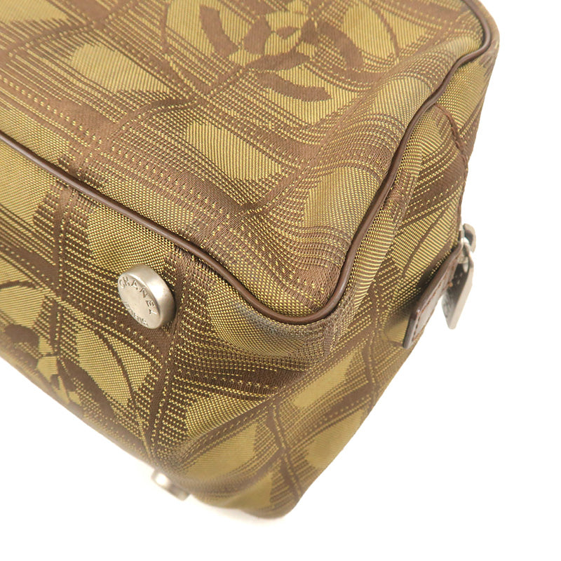 CHANEL New Travel Line Nylon Canvas Leather Hand Bag Khaki A15828