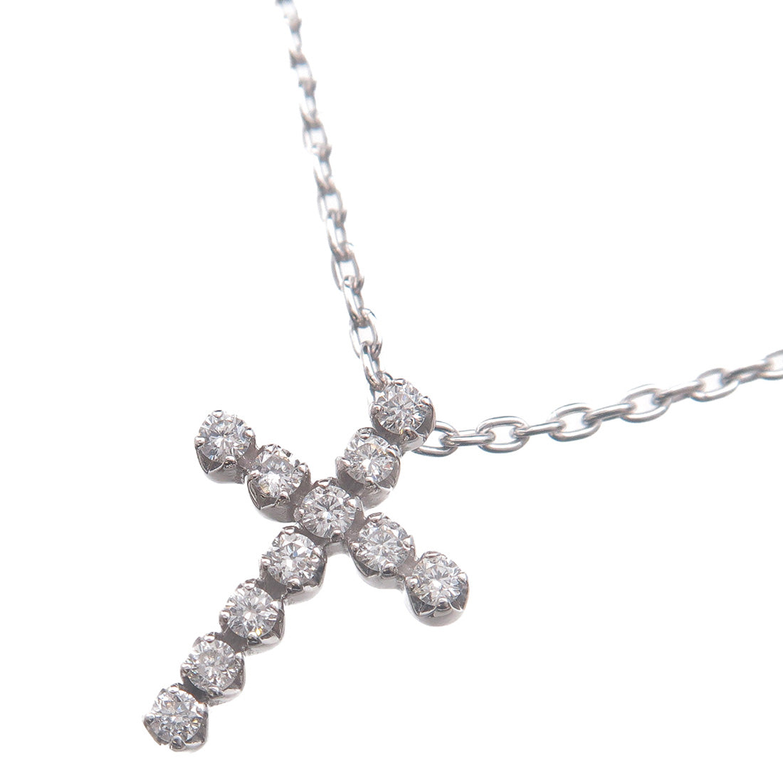 STAR-JEWELRY-Cross-Diamond-Necklace-0.1ct-K18WG-White-Gold