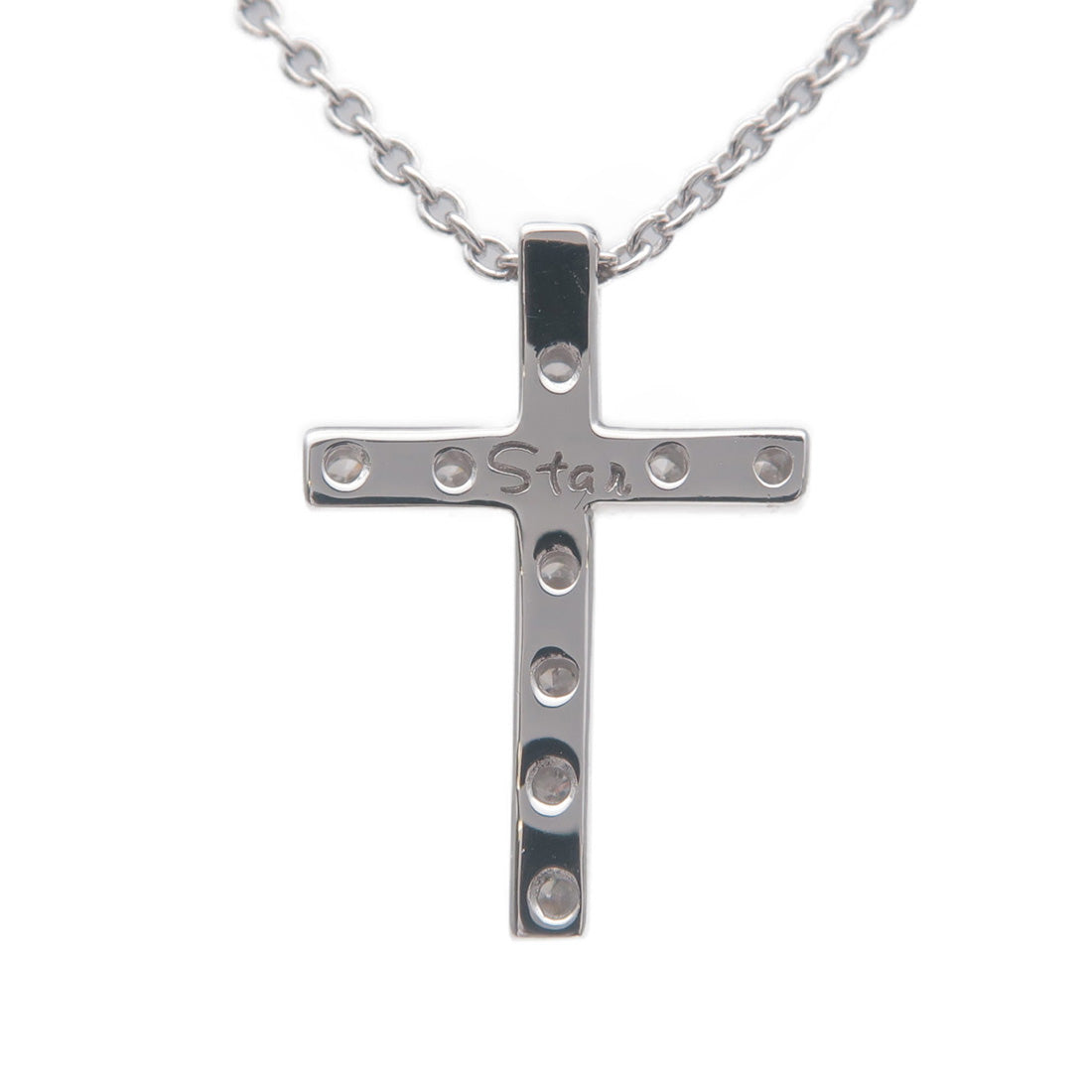 STAR JEWELRY Cross Diamond Necklace 0.11ct K18WG White Gold