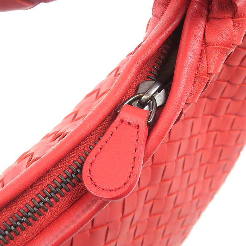 BOTTEGA VENETA Intrecciato Leather Shoulder Bag Red