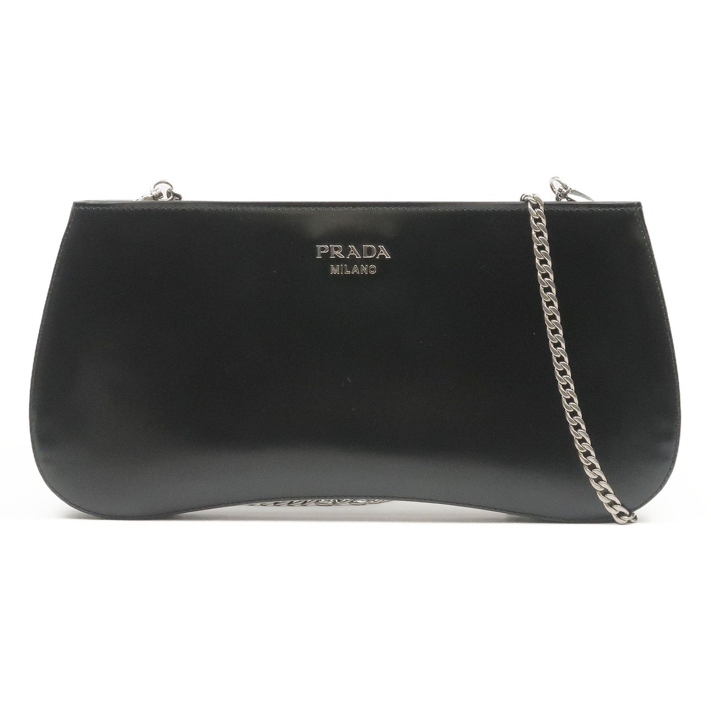PRADA-Sydney-Leather-2Way-Chain-Shoulder-Bag-Black-1BF085