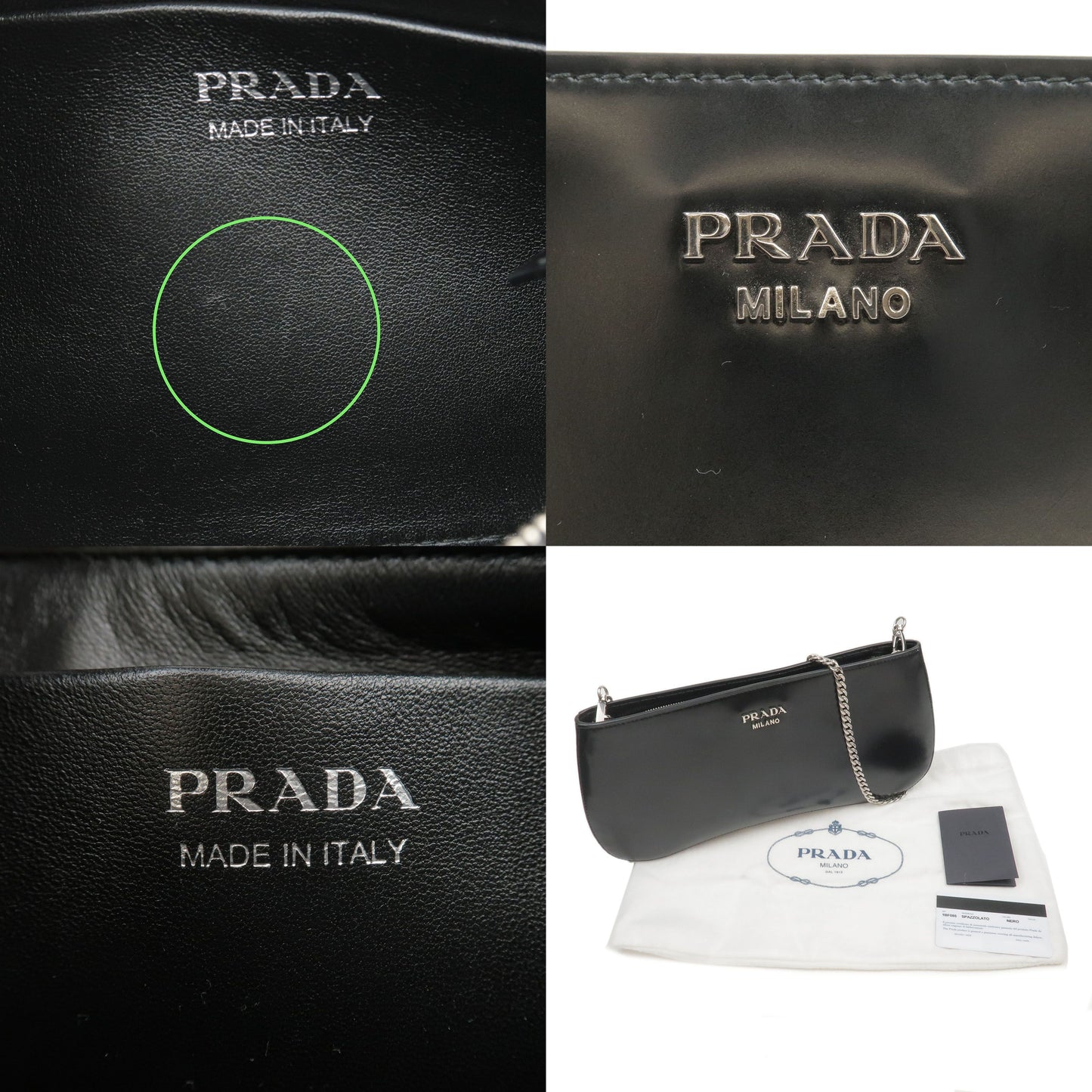 PRADA Sydney Leather 2Way Chain Shoulder Bag Black 1BF085