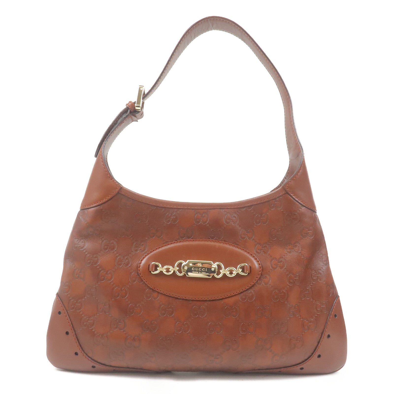GUCCI-Guccissima-Leather-Shoulder-Bag-Brown-145778