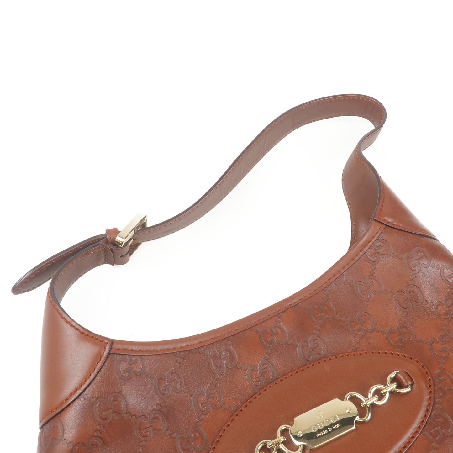 GUCCI Guccissima Leather Shoulder Bag Brown 145778