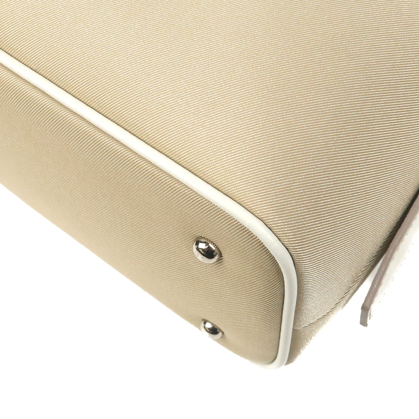 BURBERRY Nova Plaid Canvas Leather Shoulder Bag Beige White