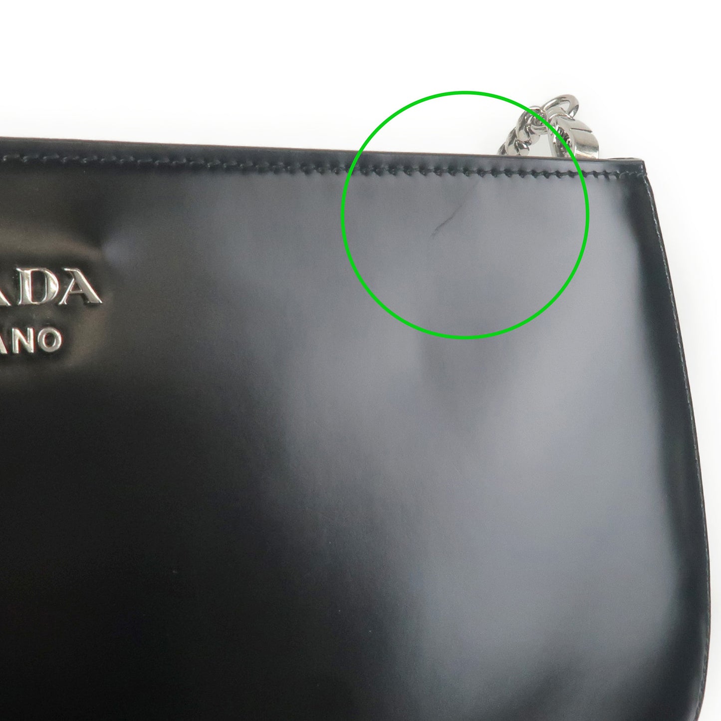 PRADA Sydney Leather 2Way Chain Shoulder Bag Black 1BF085
