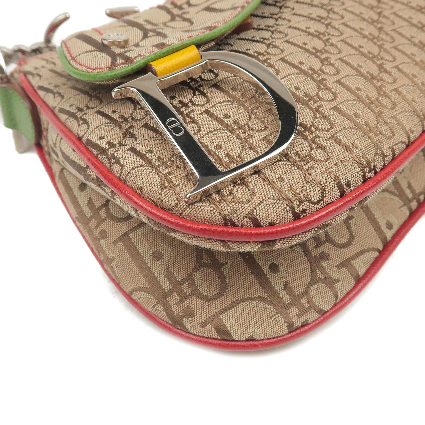 Christian Dior Rasta Line Trotter Canvas Leather Saddle Bag