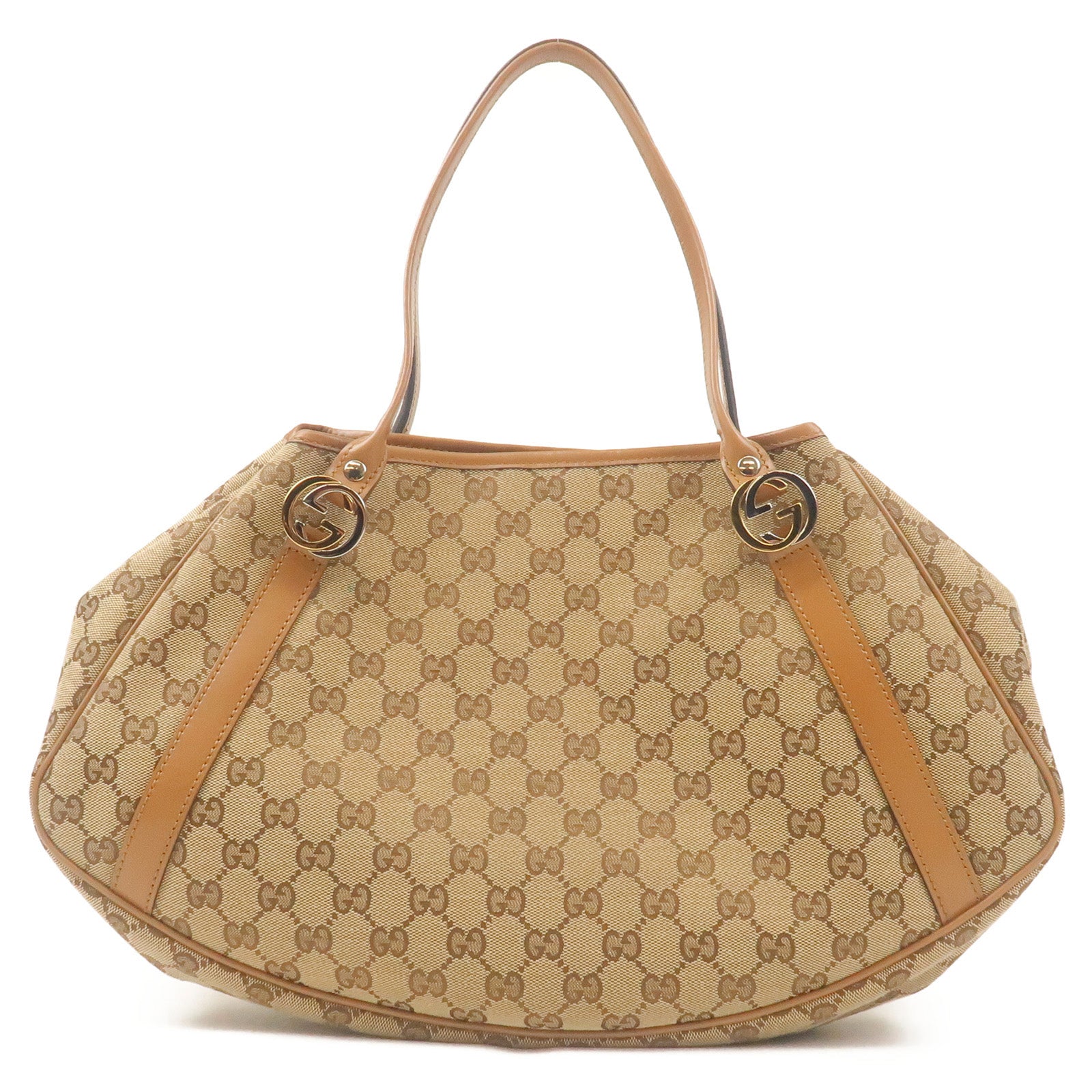 GUCCI-Twins-GG-Canvas-Leather-Tote-Bag-Beige-232963-F/S
