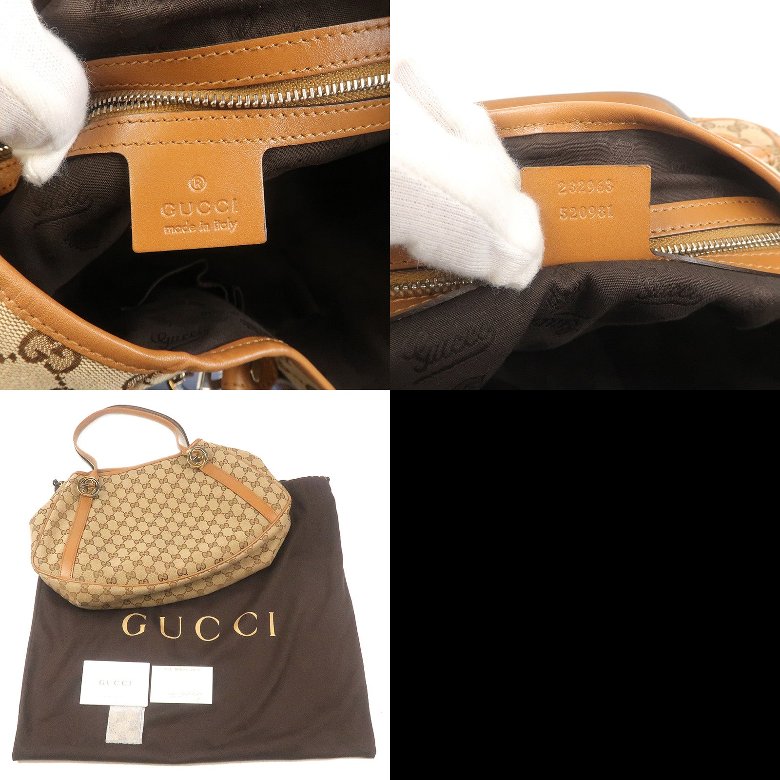 Beige - Twins - Bag - GUCCI - 232963 - Tote - Leather - Canvas