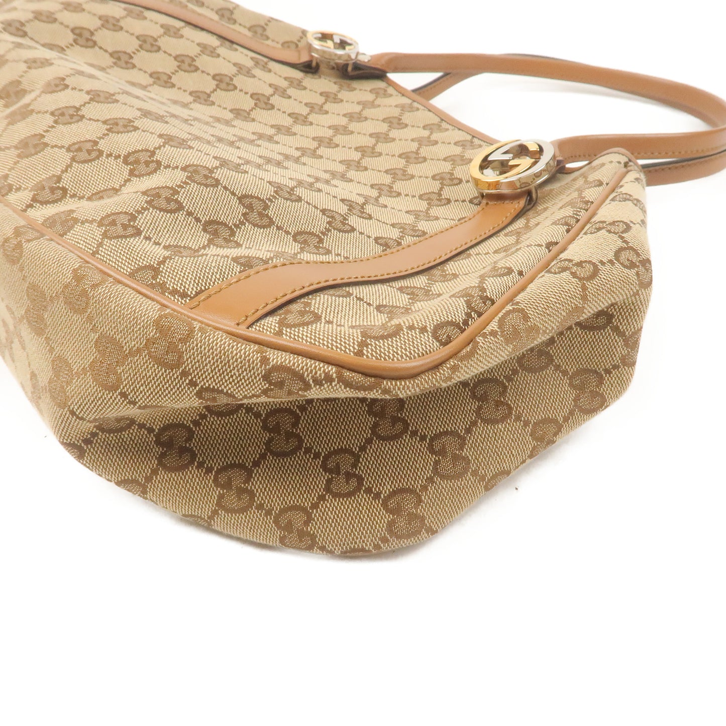 GUCCI Twins GG Canvas Leather Tote Bag Beige 232963 F/S