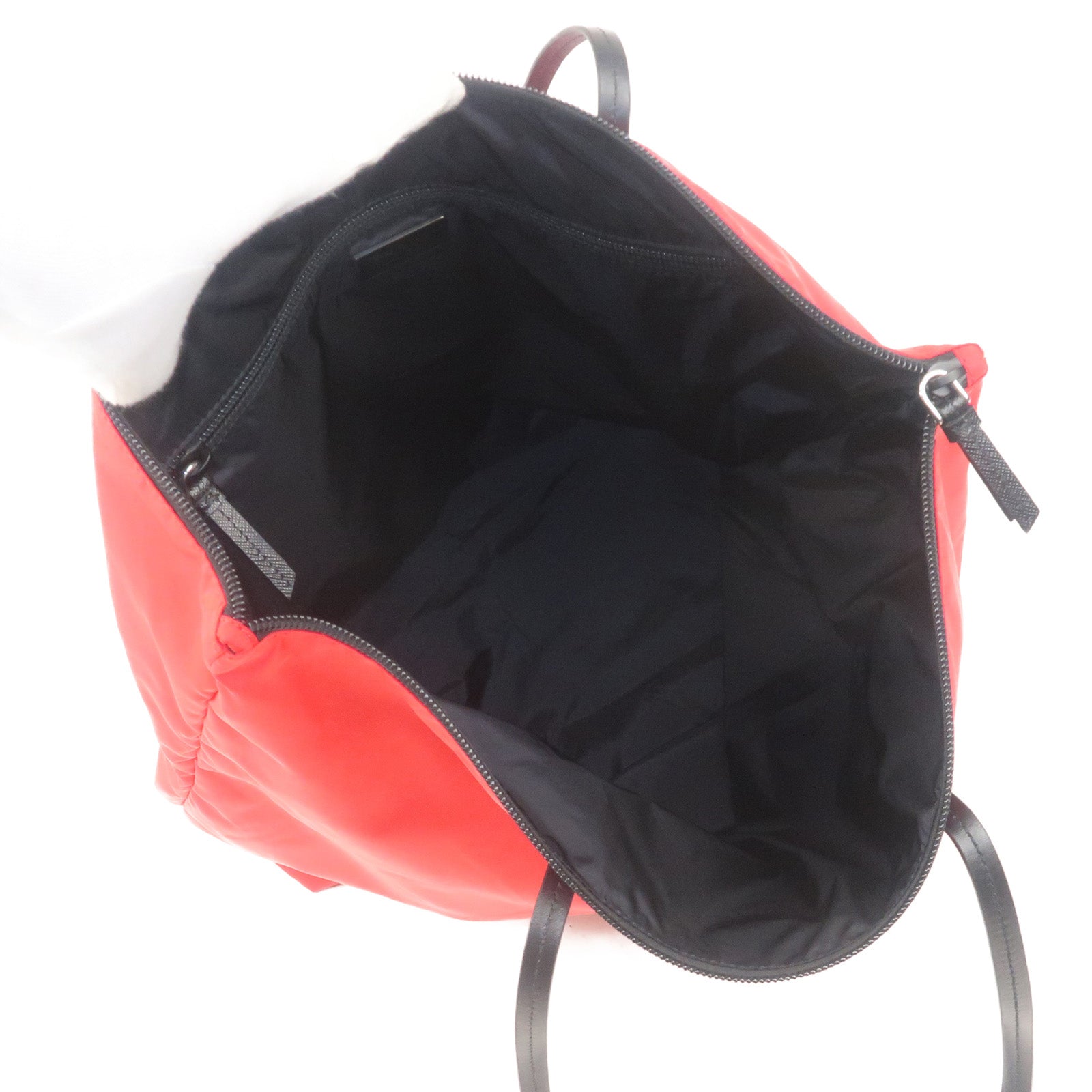 PRADA-Nylon-Leather-Tote-Bag-Red-NERO-Black-1BY300 – dct