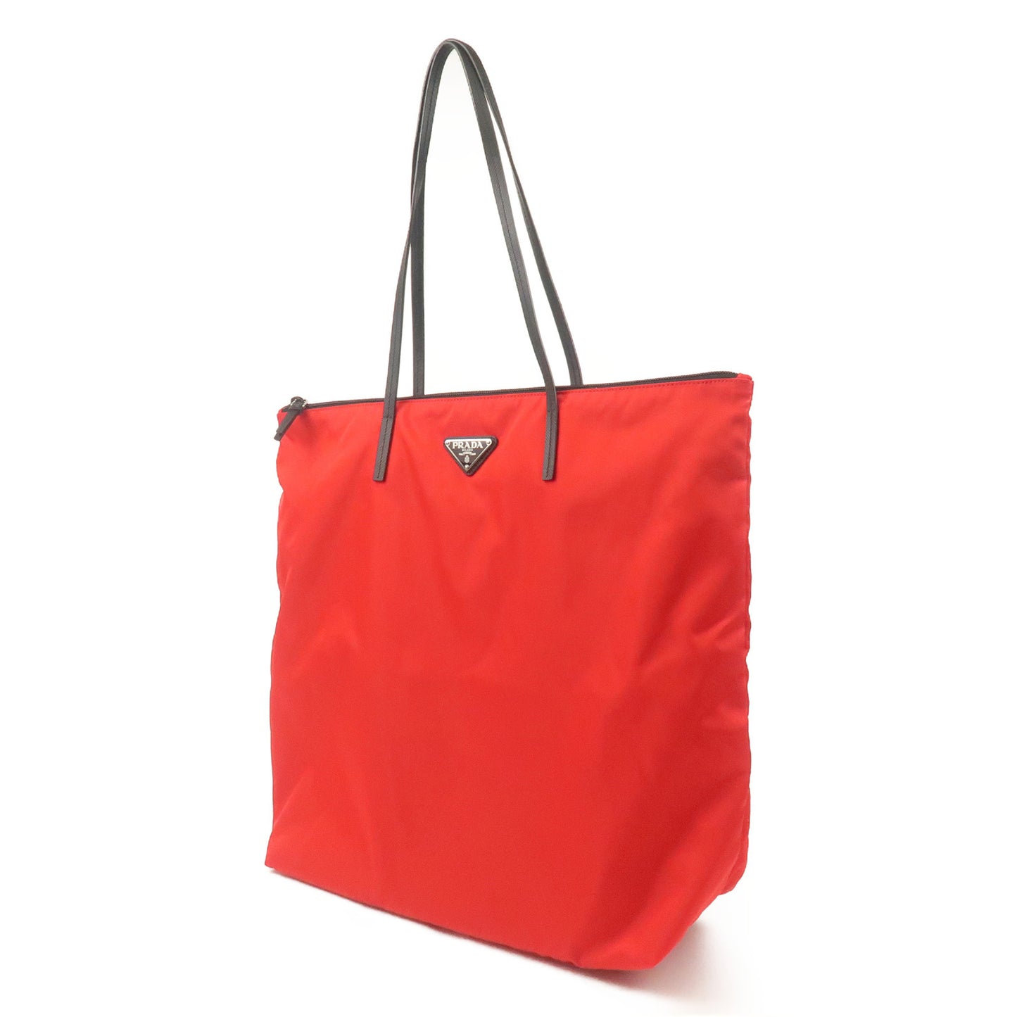 PRADA Nylon Leather Tote Bag Red NERO Black 1BY300