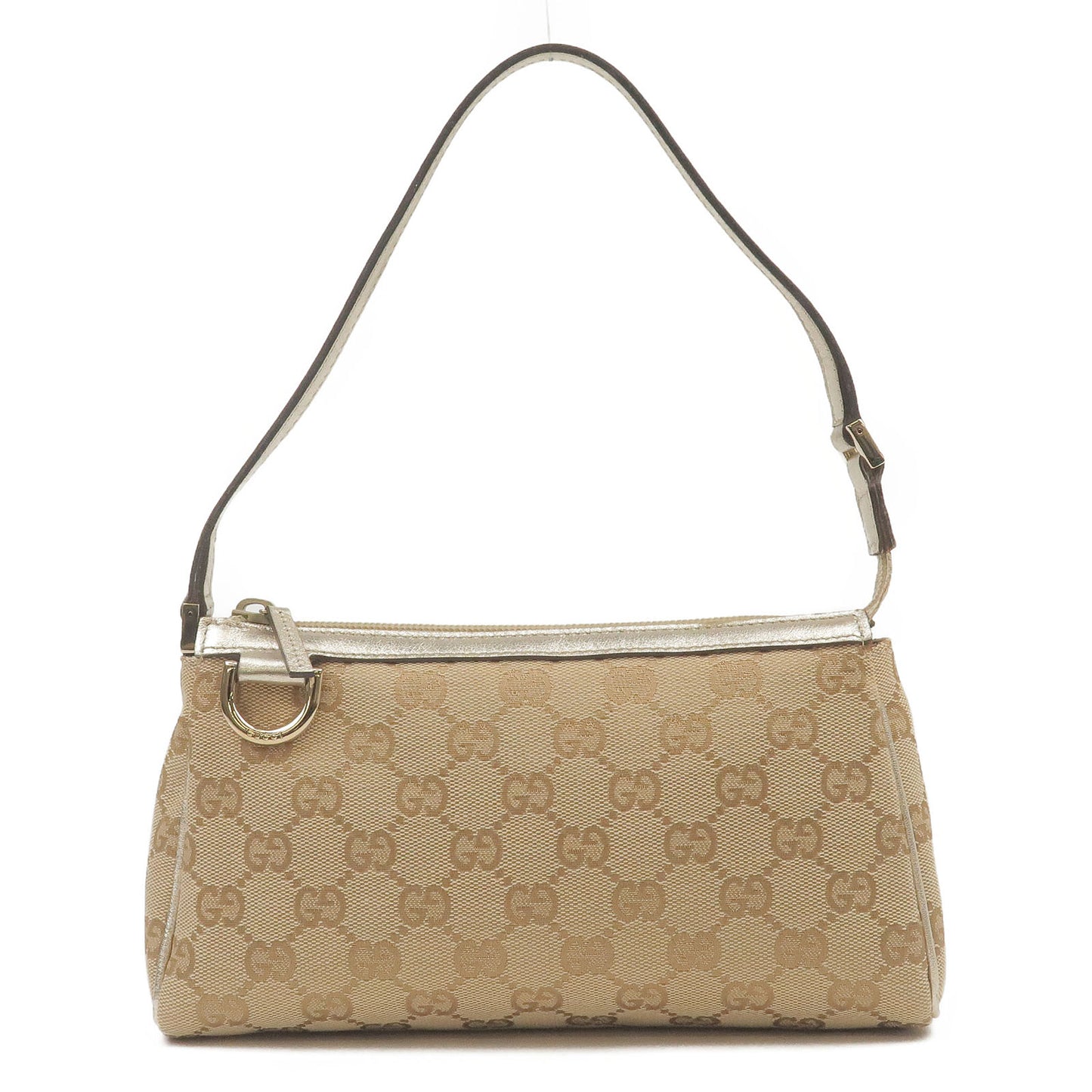 GUCCI-Abbey-GG-Canvas-Leather-Pouch-Beige-Champagne-Gold-145750
