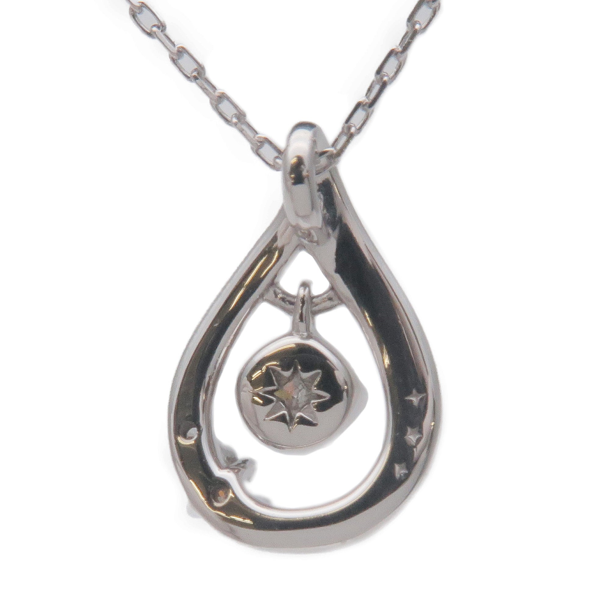 Authenti-canal-4℃-Diamond-Necklace-Pendant-K18WG-750WG-White-Gold