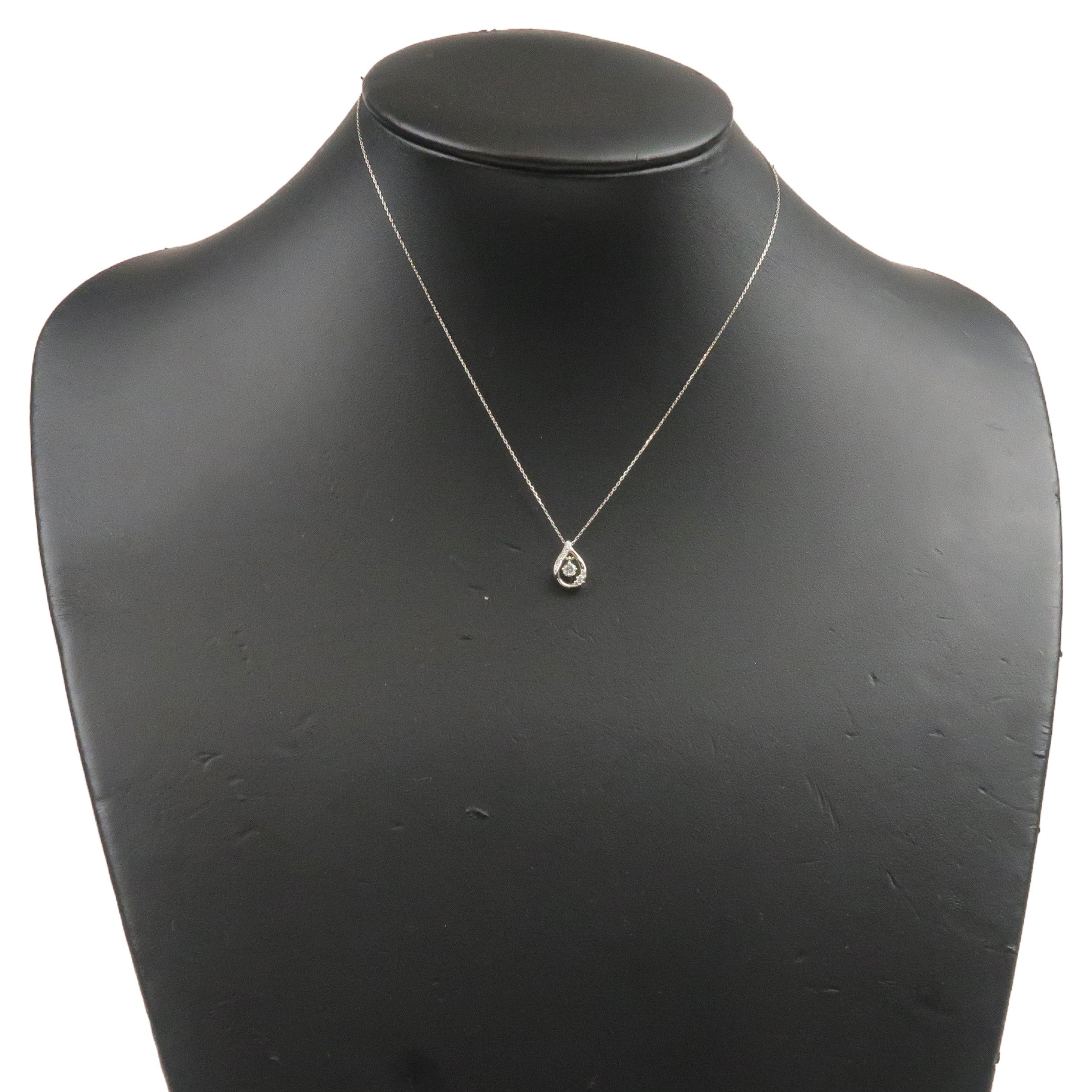 Authenti-canal-4℃-Diamond-Necklace-Pendant-K18WG-750WG-White-Gold