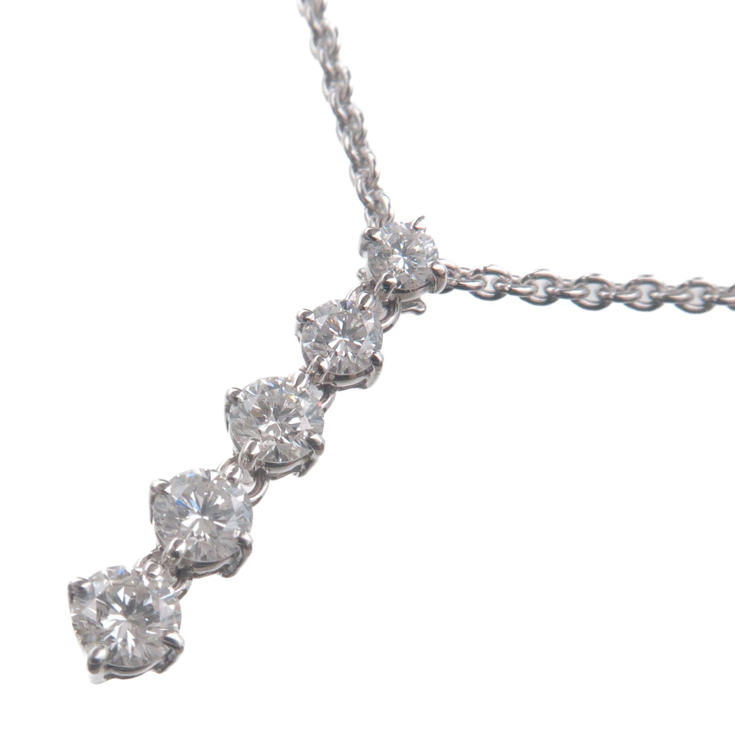MIKIMOTO-5P-Diamond-Necklace-0.28ct-K18WG-750WG-White-Gold