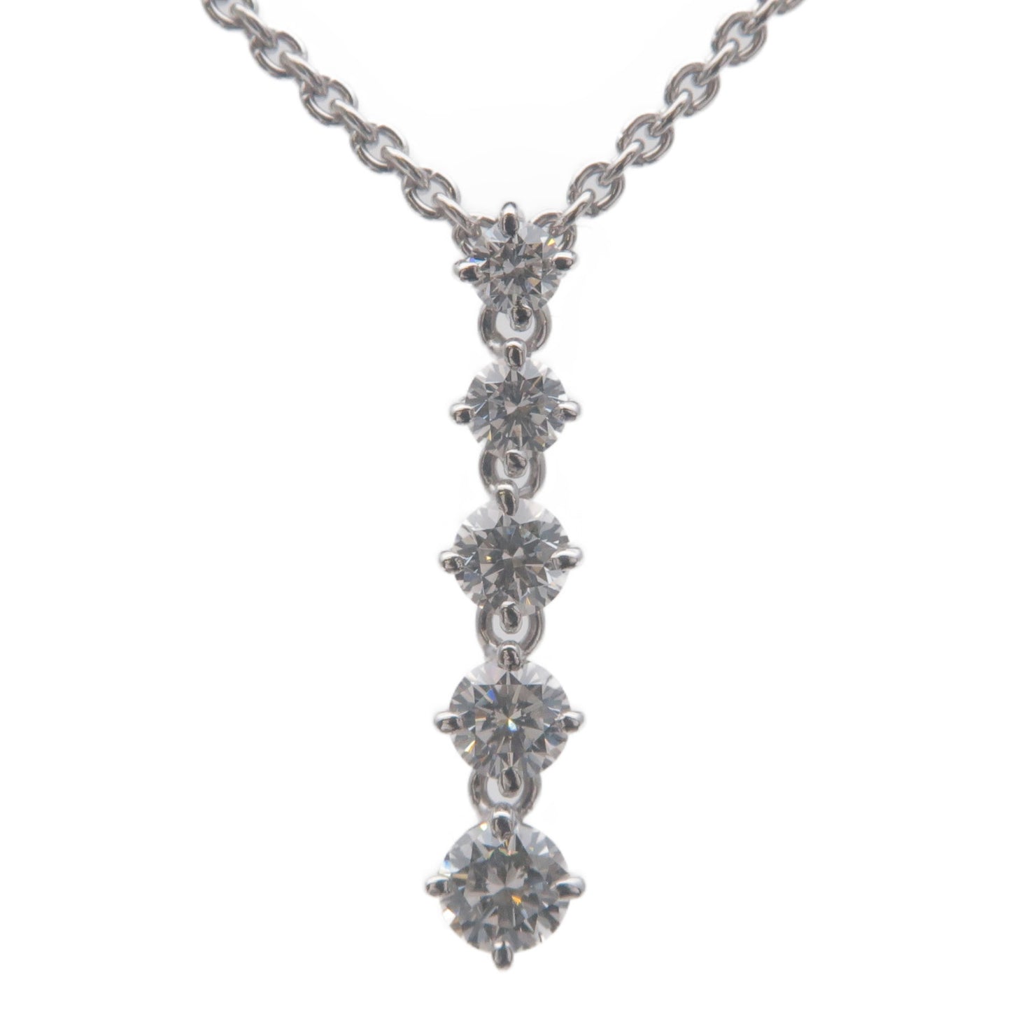 MIKIMOTO 5P Diamond Necklace 0.28ct K18WG 750WG White Gold