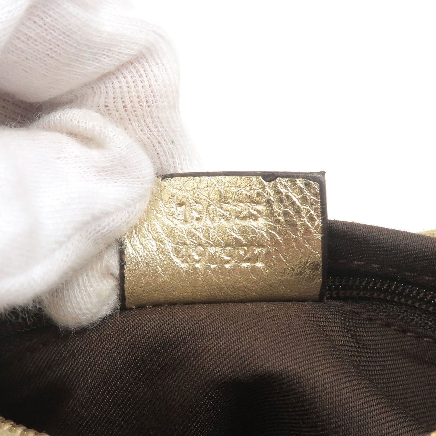 GUCCI Abbey Line GG Canvas Leather Shoulder Bag Beige Gold 190525