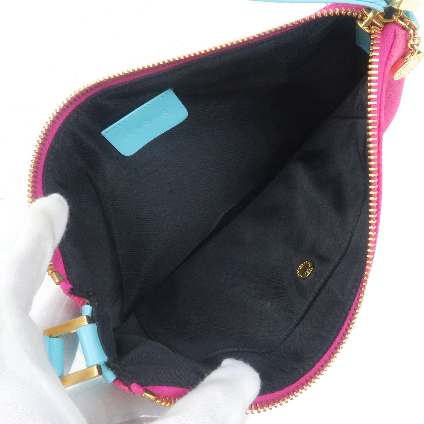 BVLGARI Bvlgari Bvlgari Nylon Leather Pouch Shoulder Bag Pink