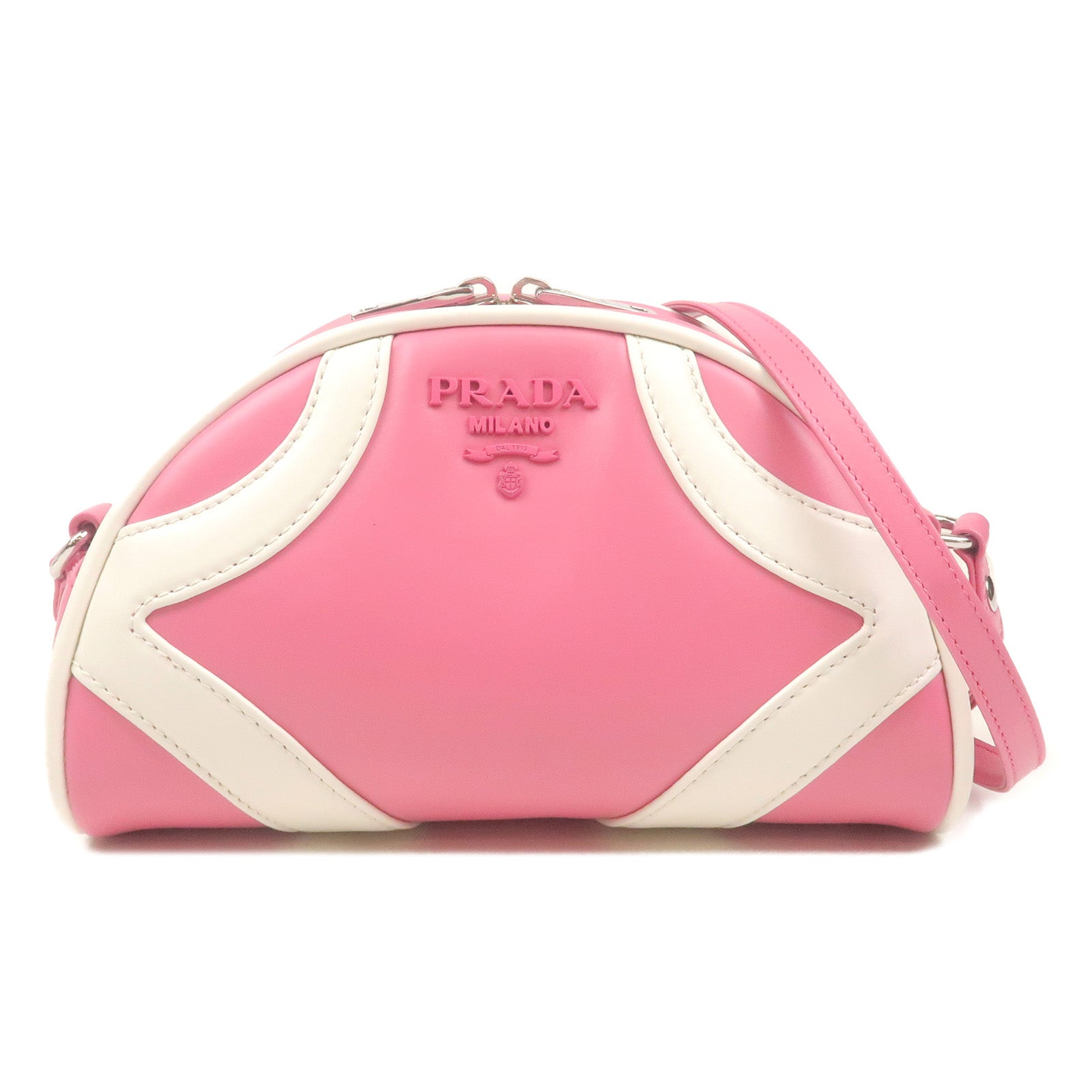 PRADA-Leather-Shoulder-Bag-BEGONIA-BIAN-Pink-White-1BH140