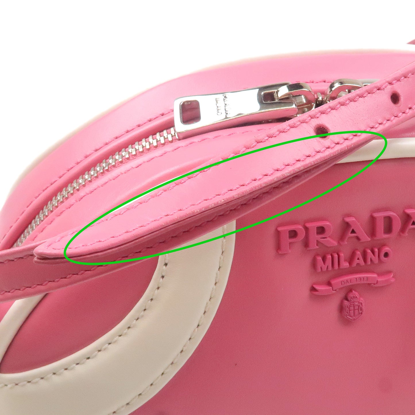 PRADA Leather Shoulder Bag BEGONIA BIAN Pink White 1BH140