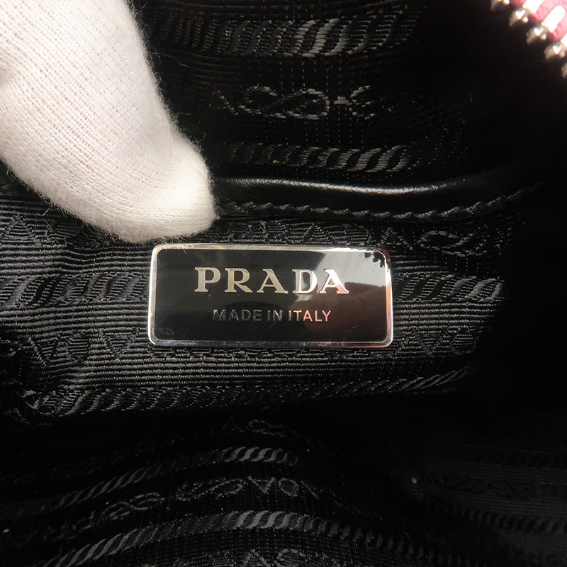 PRADA Leather Shoulder Bag BEGONIA BIAN Pink White 1BH140