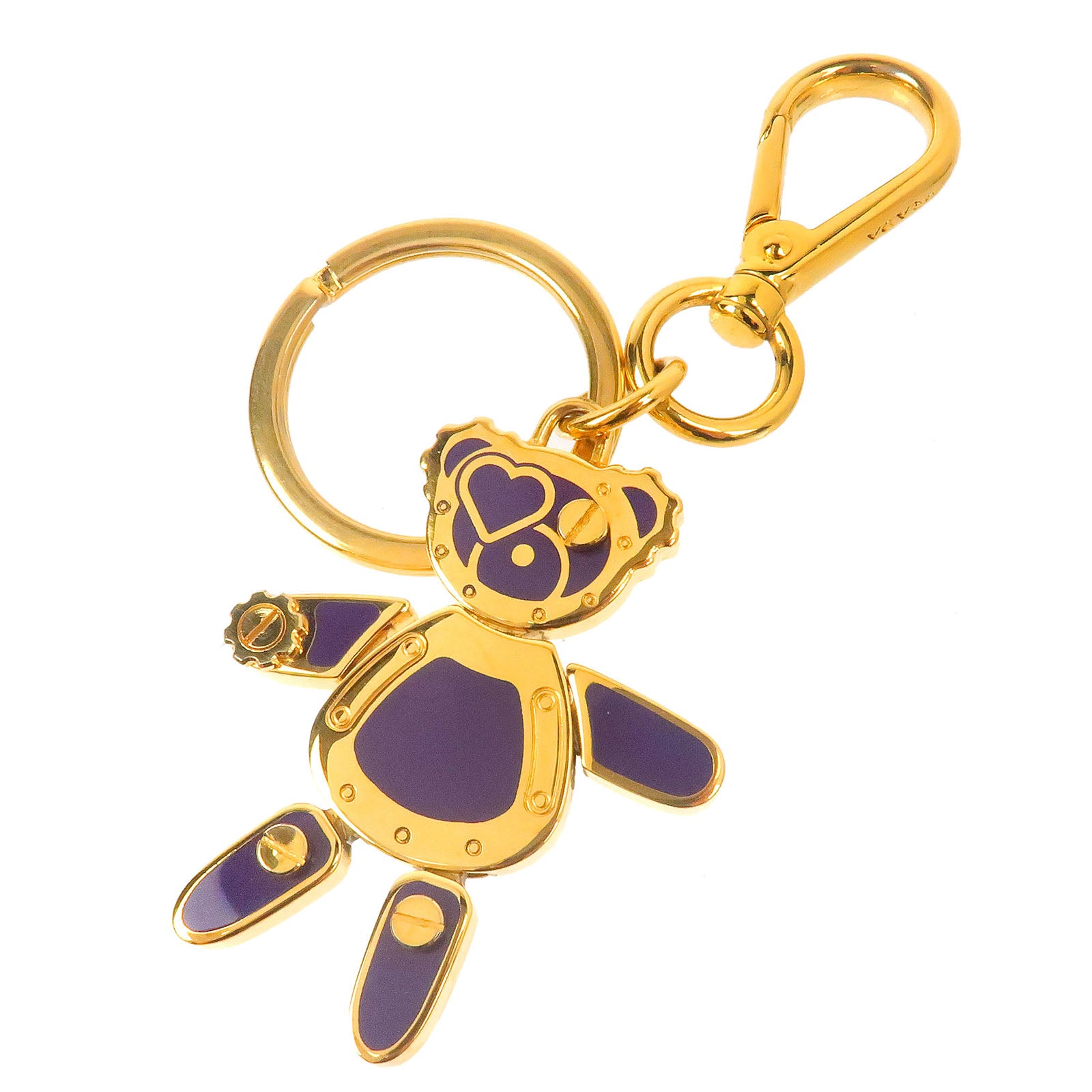 PRADA-Heart-Bear-Key-Charm-Gold-VIOLA-Purple