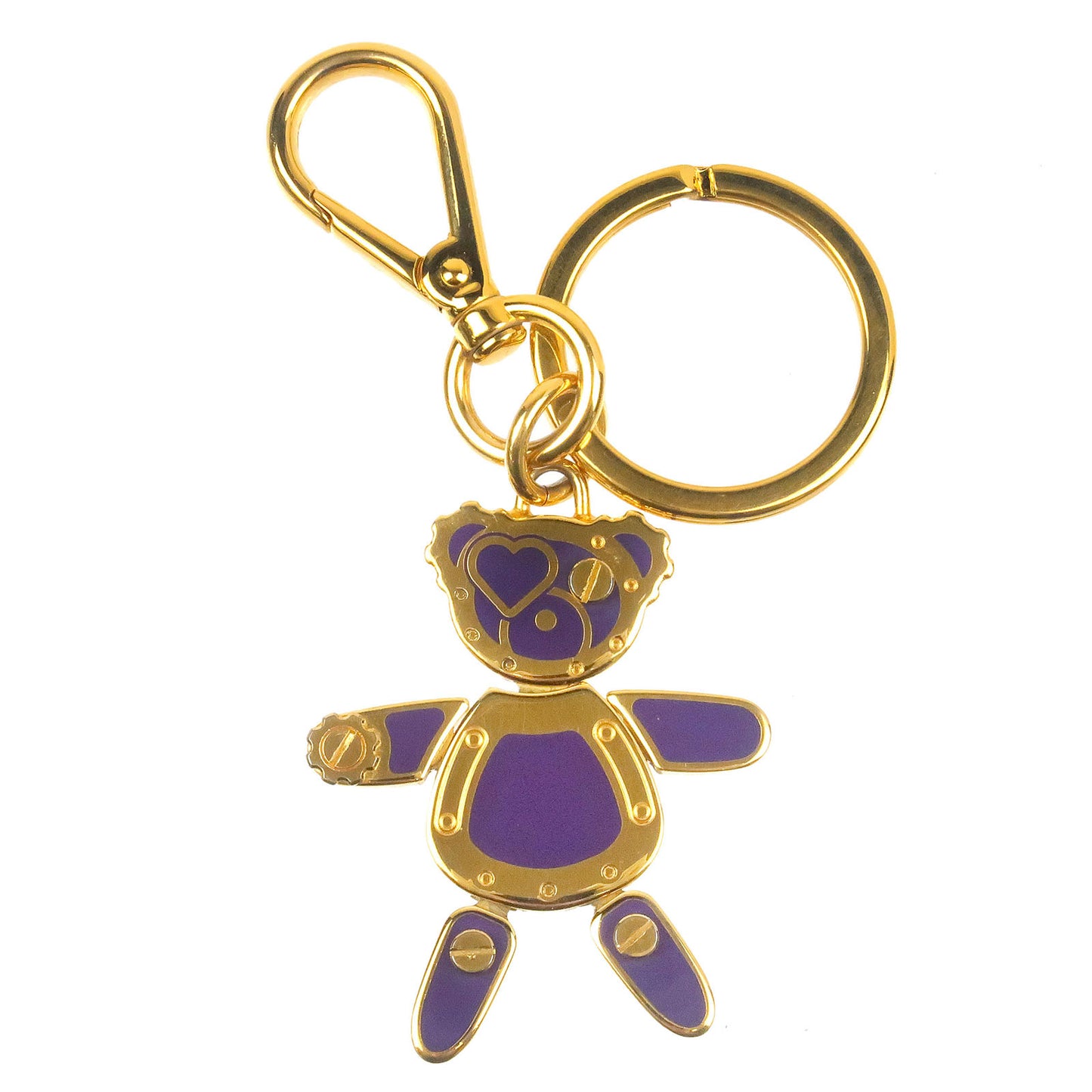 PRADA Heart Bear Key Charm Gold VIOLA Purple