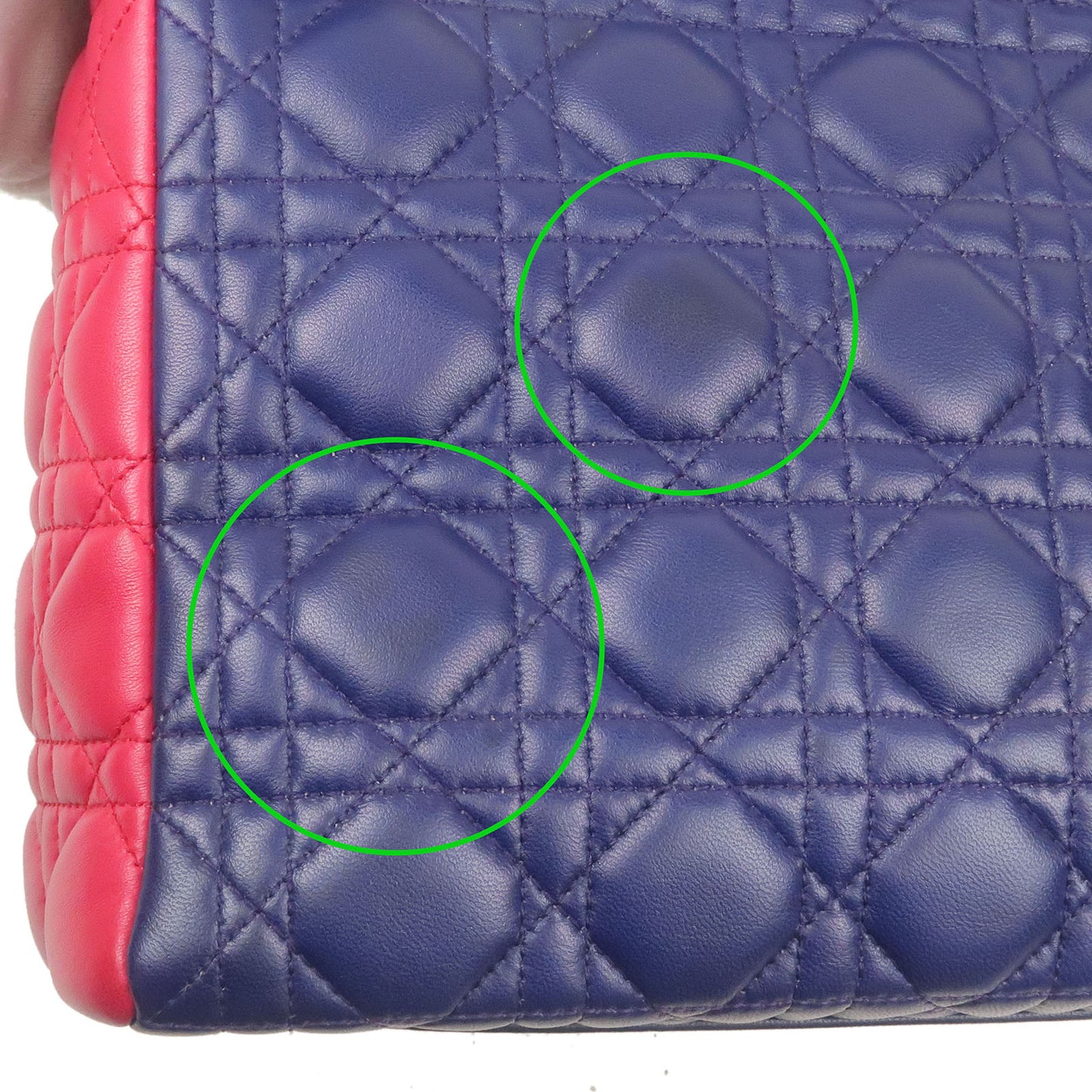 Christian Dior Lady Dior Medium Leather 2Way Bag Navy Blue Pink