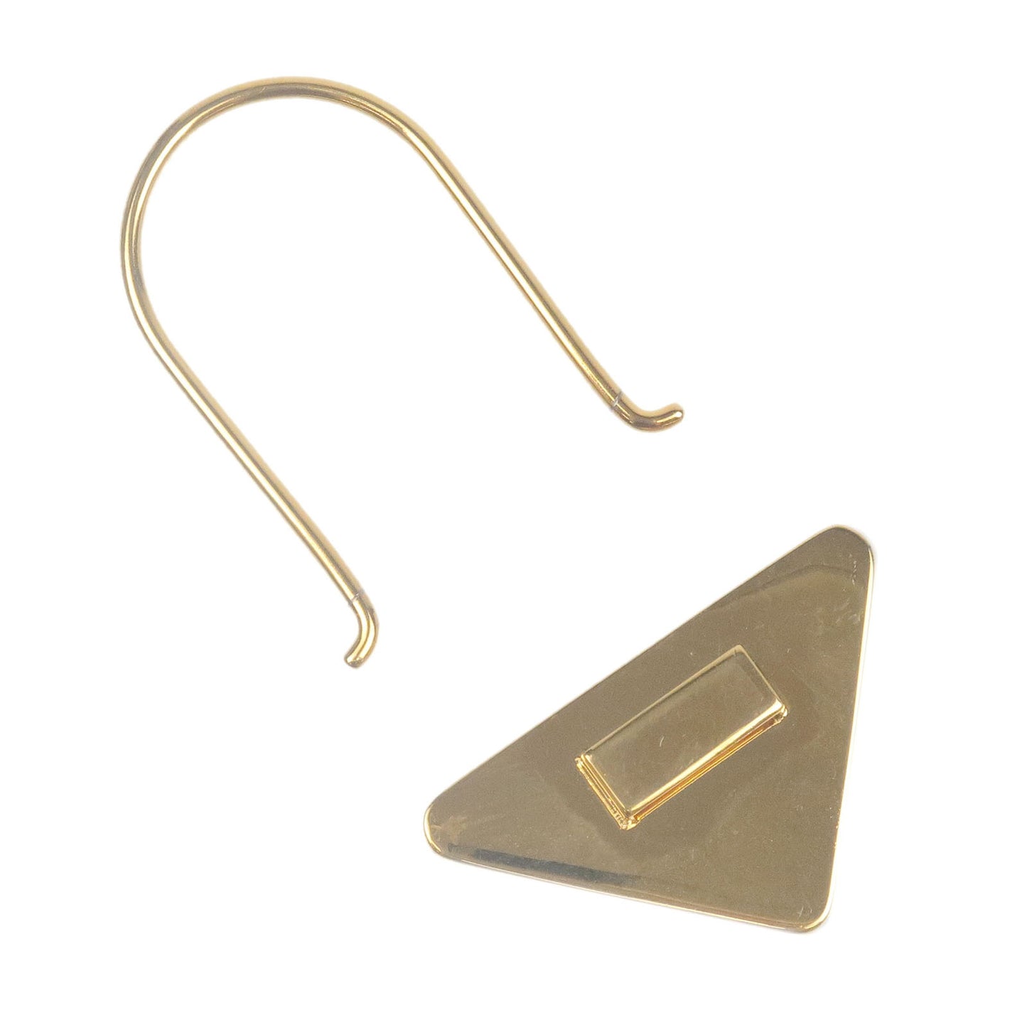 PRADA Leather Metal Triangle Logo Key Holder Pink Gold