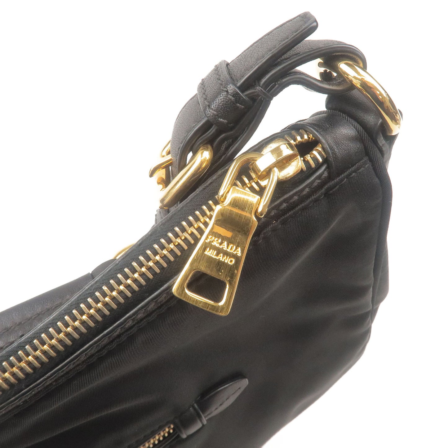 PRADA Nylon Leather Shoulder Bag Purse NERO Black BR4885