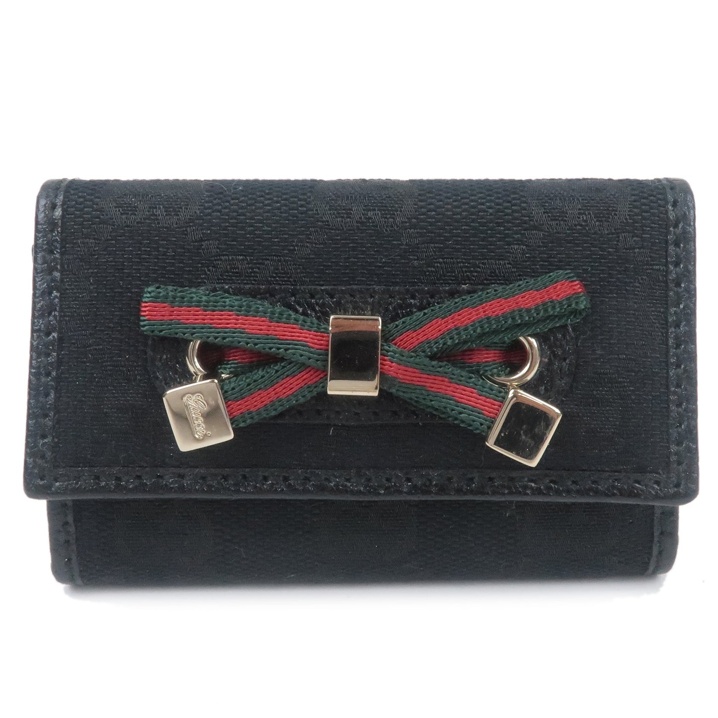 GUCCI-Sherry-Princy-GG-Canvas-Leather-6-Ring-Key-Case-Black-162770