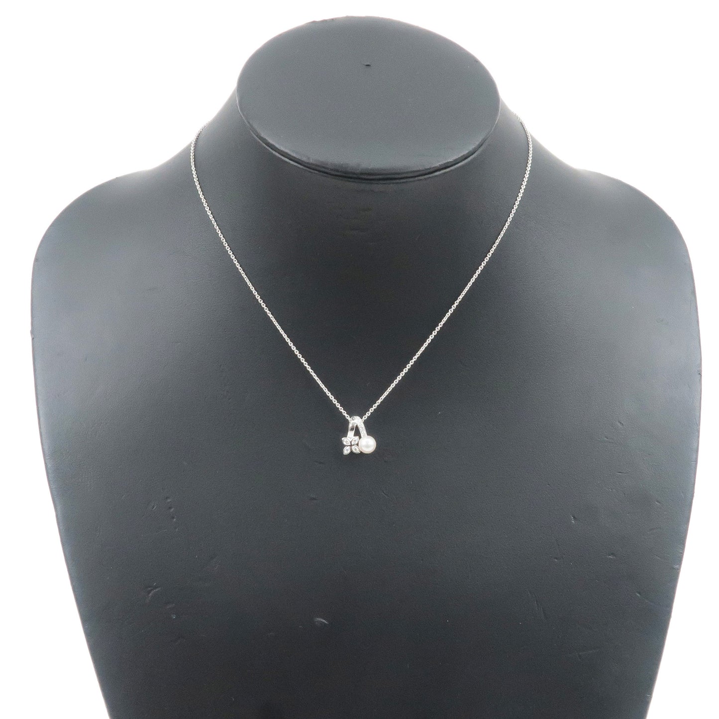 MIKIMOTO Pearl Diamond Necklace K18WG 750WG White  Gold