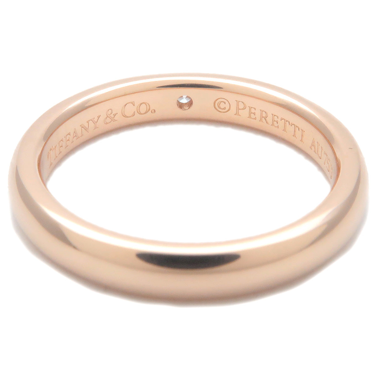 Tiffany&Co. Stacking Band Ring 1P Diamond Rose Gold US4-4.5