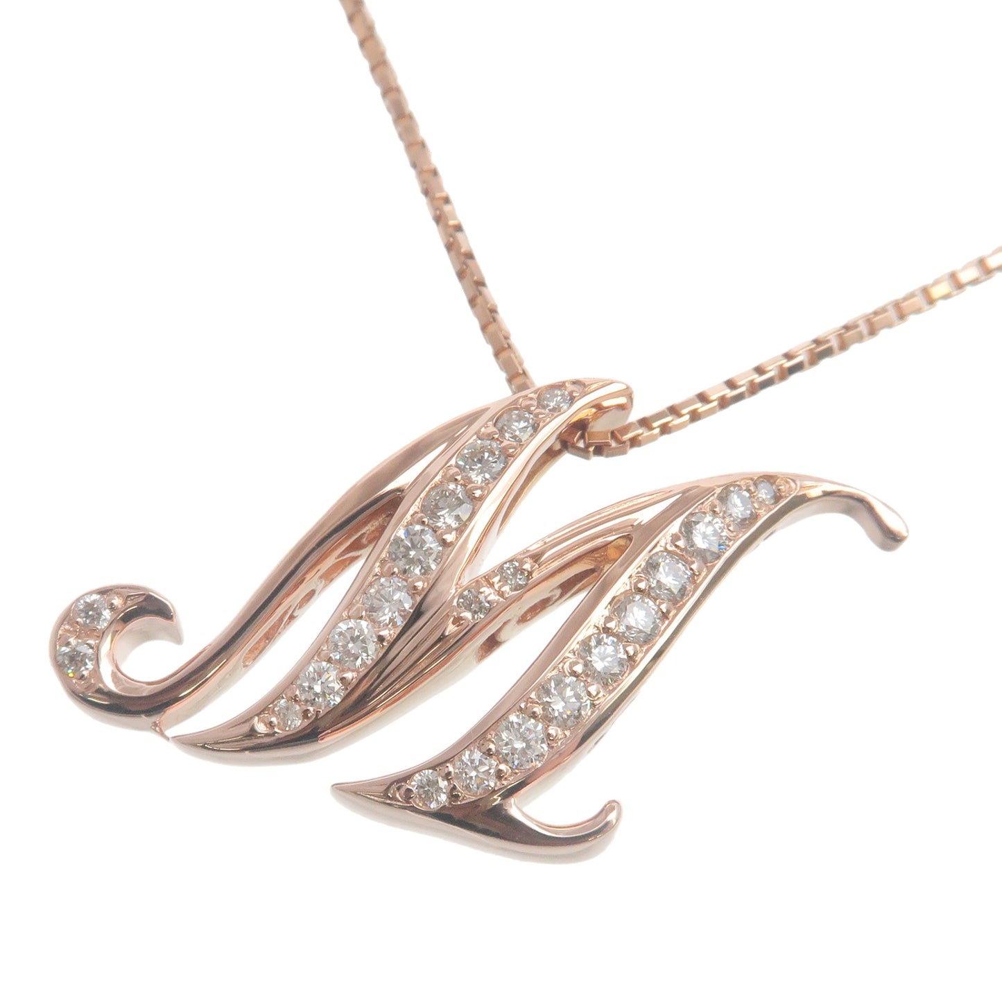 NOMBRE-ALPHA-Initial-"M"-Diamond-Necklace-Small-0.40ct-Rose-Gold