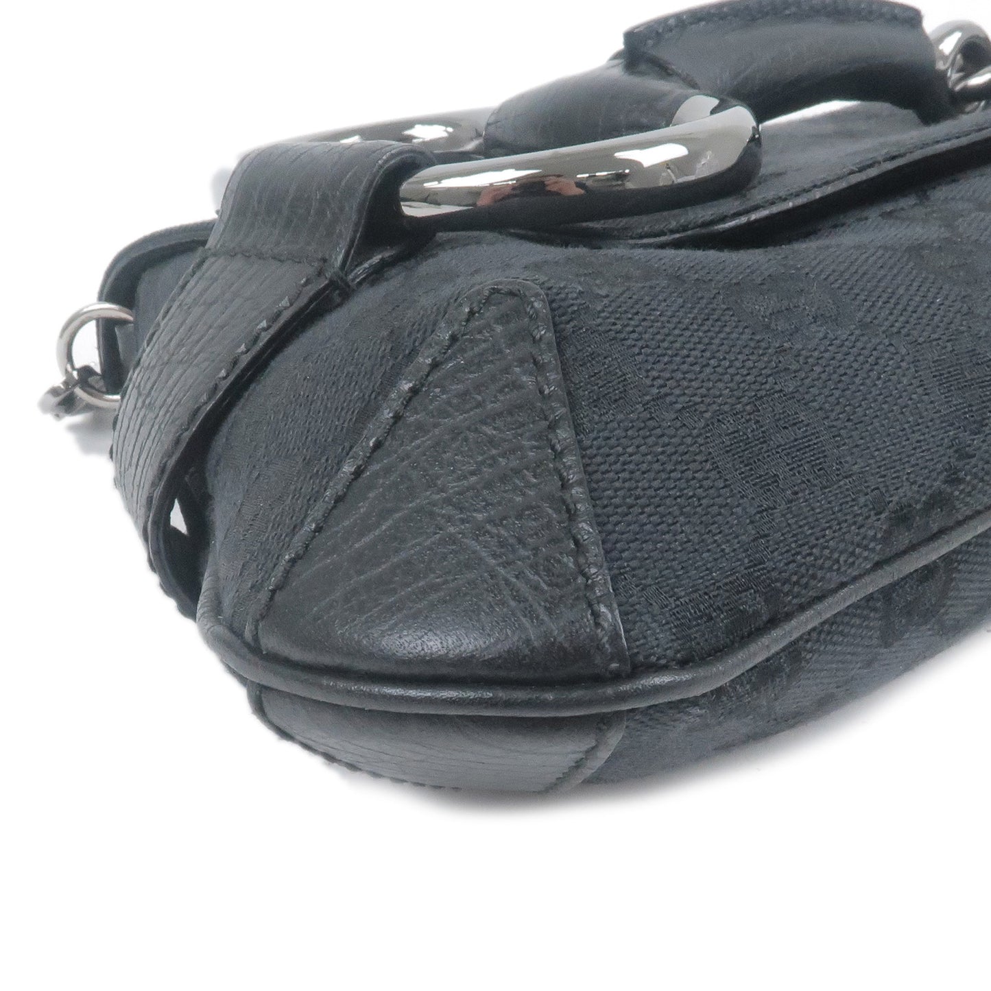 GUCCI Horsebit GG Canvas Leather 2Way Chain Shoulder Bag 120134