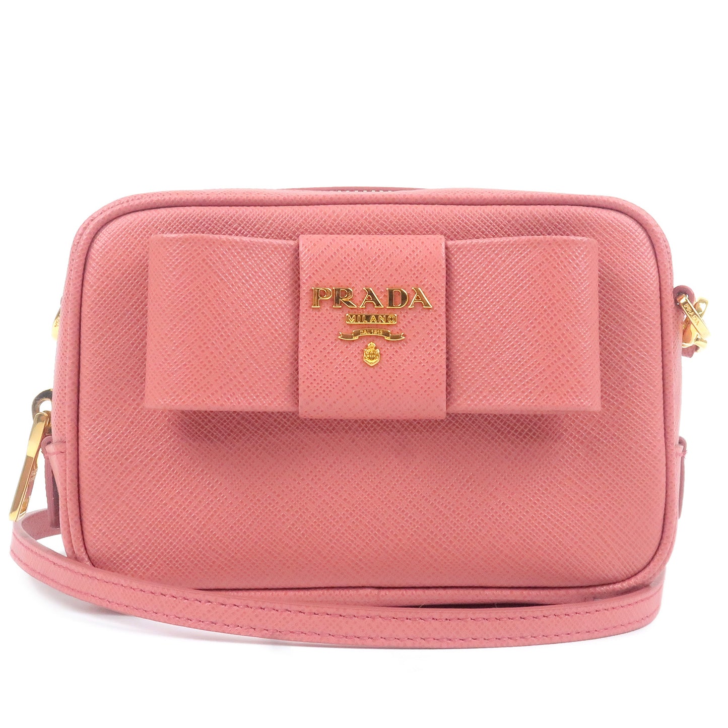 PRADA-Ribbon-Leather-Shoulder-Bag-Purse-TAMARIS-Pink-1NF674