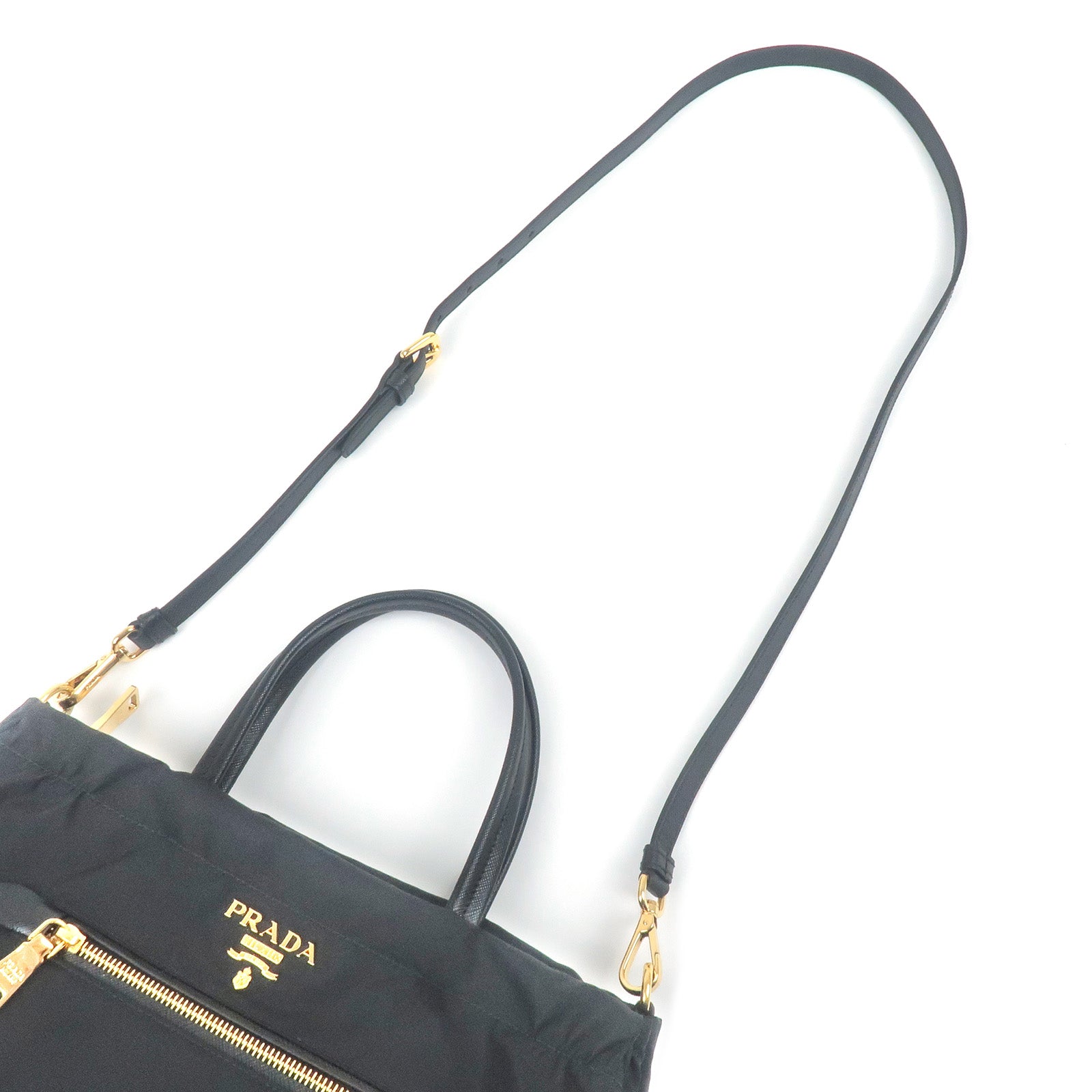 PRADA-Logo-Nylon-Leather-2Way-Bag-Tote-Bag-Hand-Bag-Black – dct-ep_vintage  luxury Store