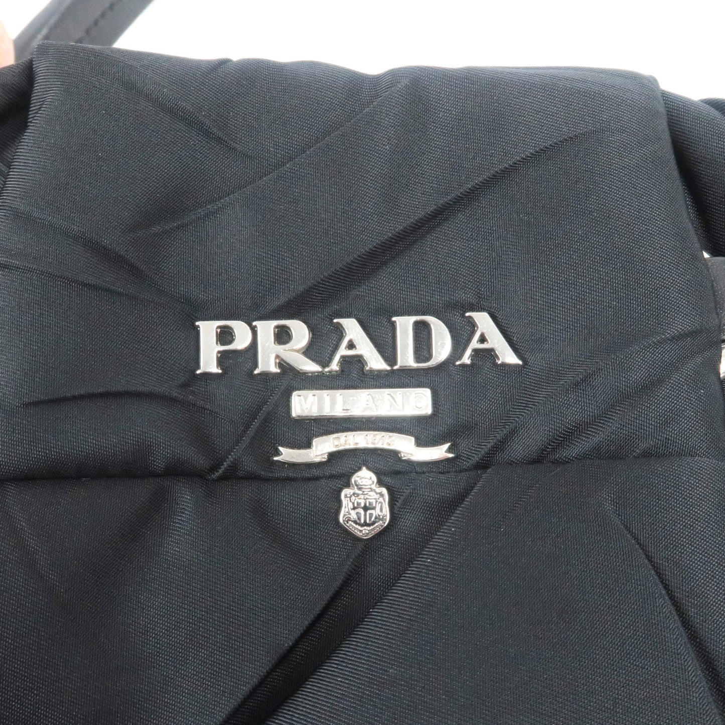 PRADA Nylon Leather Shoulder Bag Black NERO