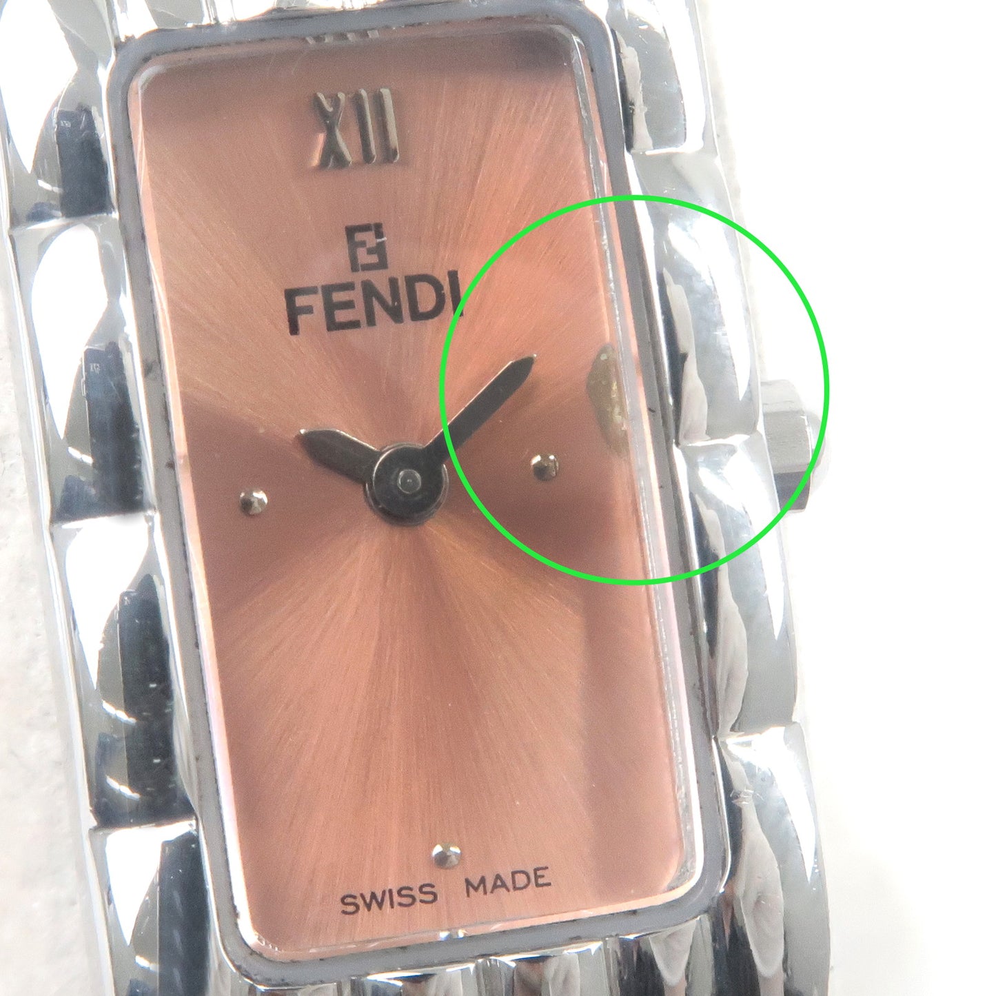 FENDI Square Wrist Watch Quartz Stainless Steel Orange 660L