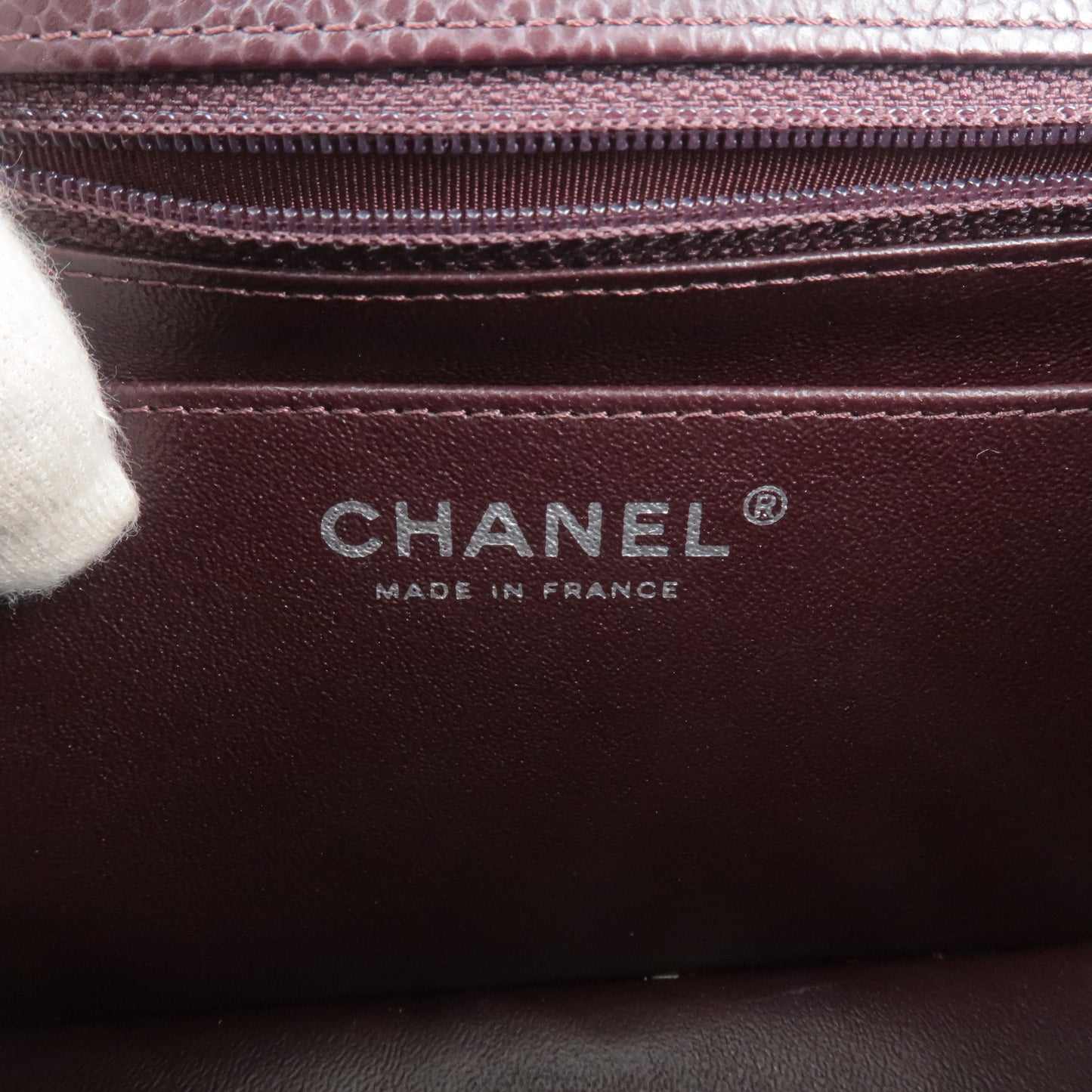 CHANEL Cavier Skin Mini Matelasse 17 Chain Shoulder Bag Brown