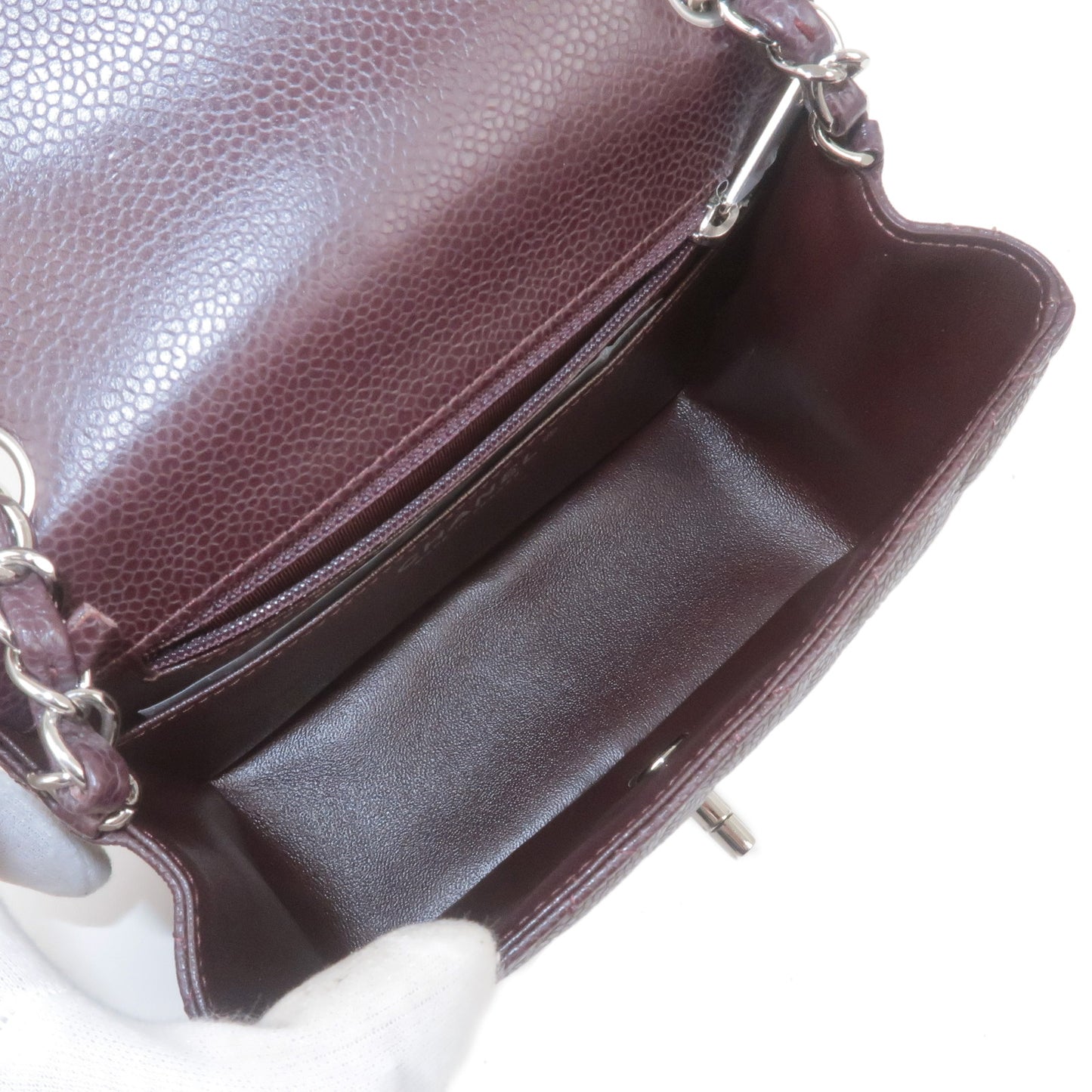 CHANEL Cavier Skin Mini Matelasse 17 Chain Shoulder Bag Brown