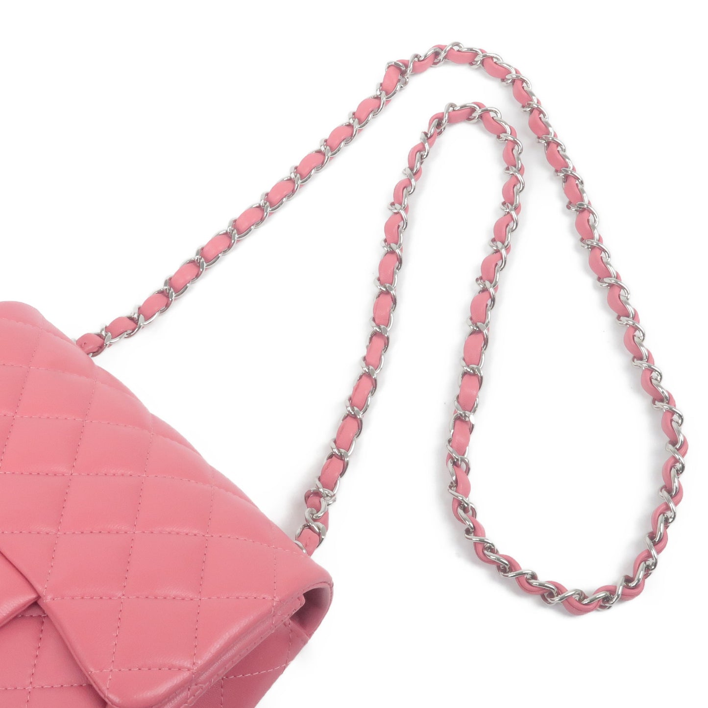 CHANEL Lamb Skin Mini Matelasse 17 Chain Shoulder Bag Pink