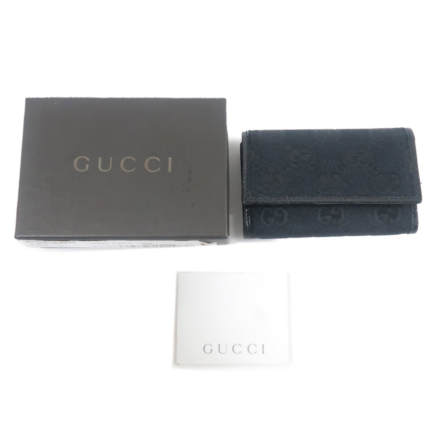 GUCCI GG Canvas Leather 6 Rings Key Case Black 138093
