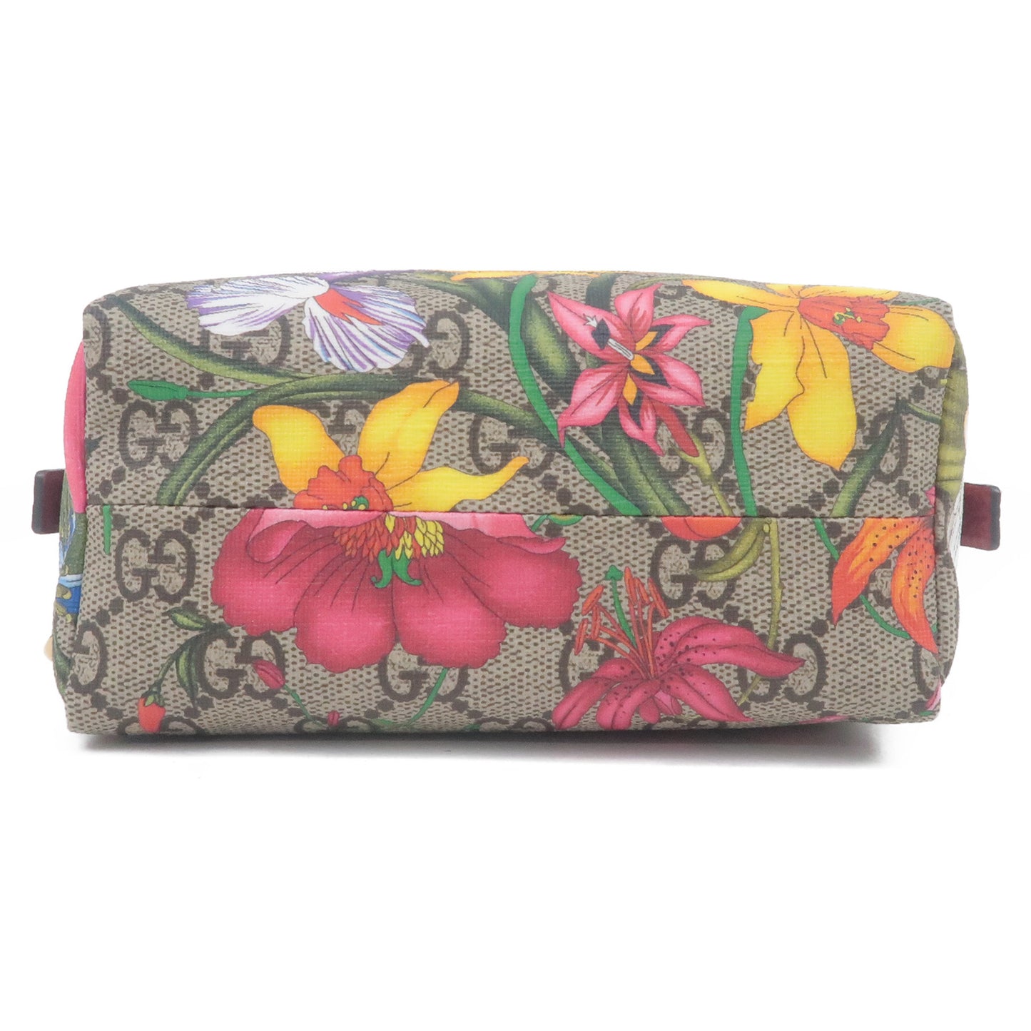 GUCCI Ophidia GG Flora Supreme Leather Cosmetic Pouch Beige 548394